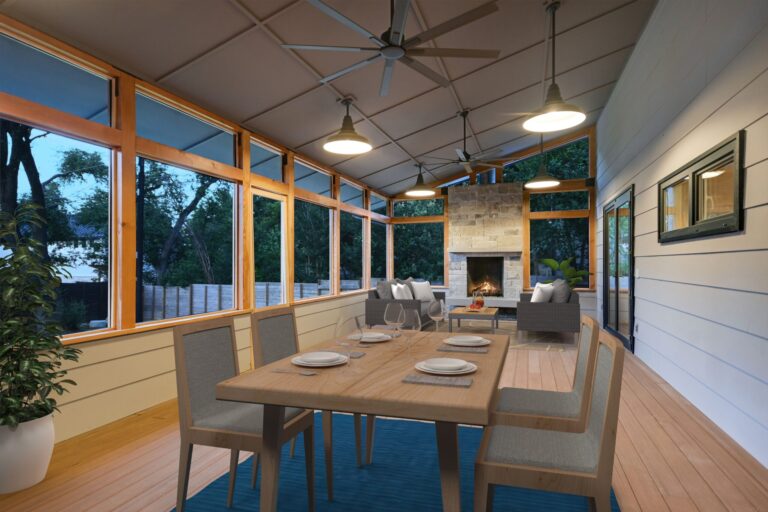 Custom Home Projects 28 Covered-Outdoor-Dining-Area-with-Fireplace