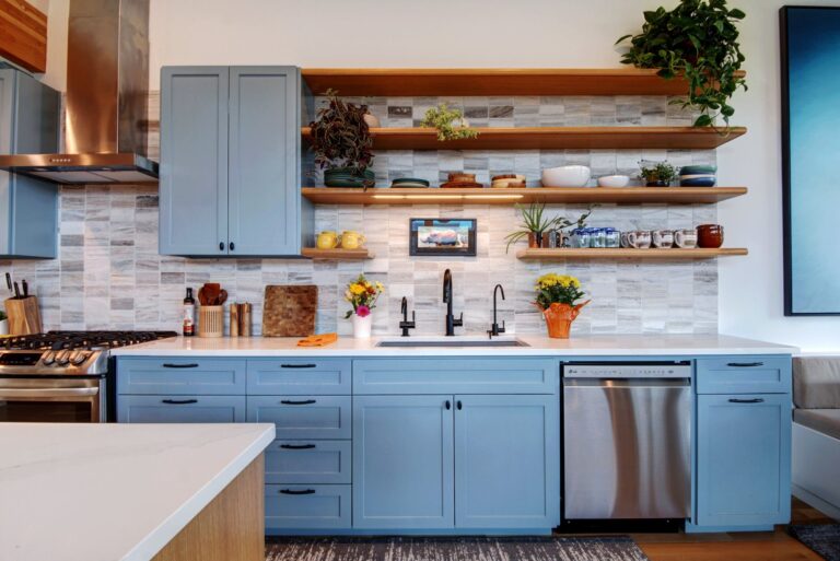 Custom Home Projects 7 Modern Kitchen with Blue Cabinets